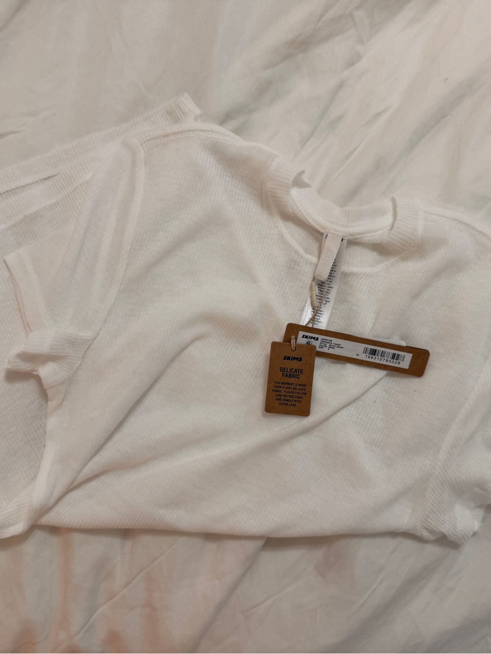 SKIMS White Waffle Short Sleeve Crew Top